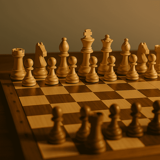 Chessboard setup showing common opening strategies for beginners